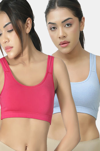 Buy Lady Lyka Soft Strechable Sports Bra (Pack of 2) - Multicolor